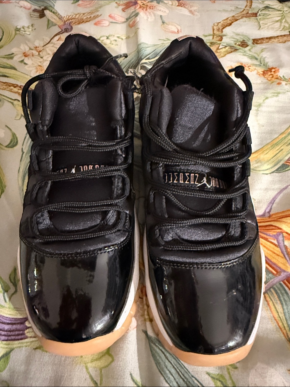 Jordan Kids Black Patent Low-Top Sneakers with Gum Sole